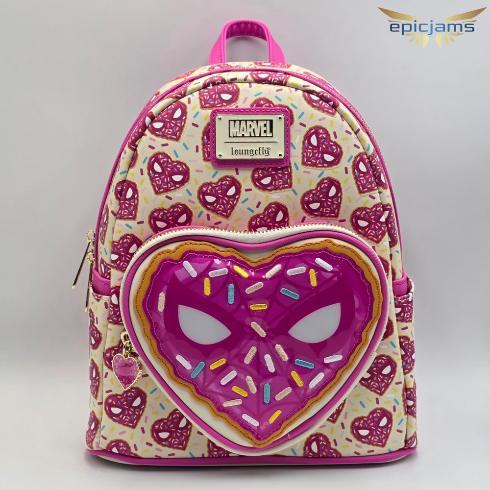 Loungefly Marvel Spider-Man Sprinkle Donut Mask Mini Backpack New